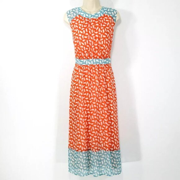 NWT Boden Sylvie Brush Stroke Midi Dress Sz 12 Lined Zipper Flowy Chiffon - Picture 2 of 13